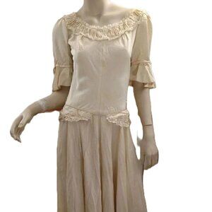 Vintage Wedding Dress Bridal Gown Faille Full Skirt Cream 34"B 27"W
